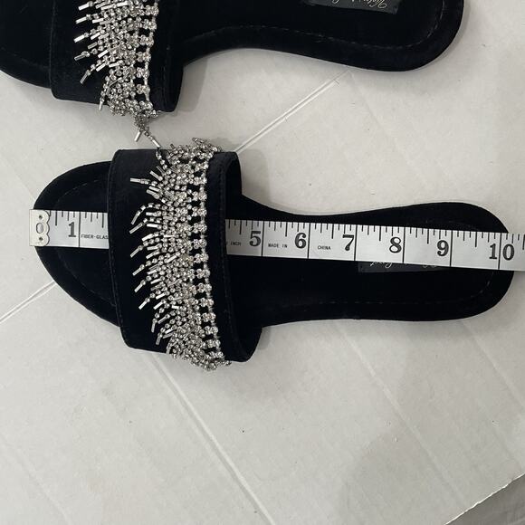Victorias Secret Bling Velvet Slides Slippers Flip Flips Rhinestone Med fits 8-9 - Picture 5 of 10